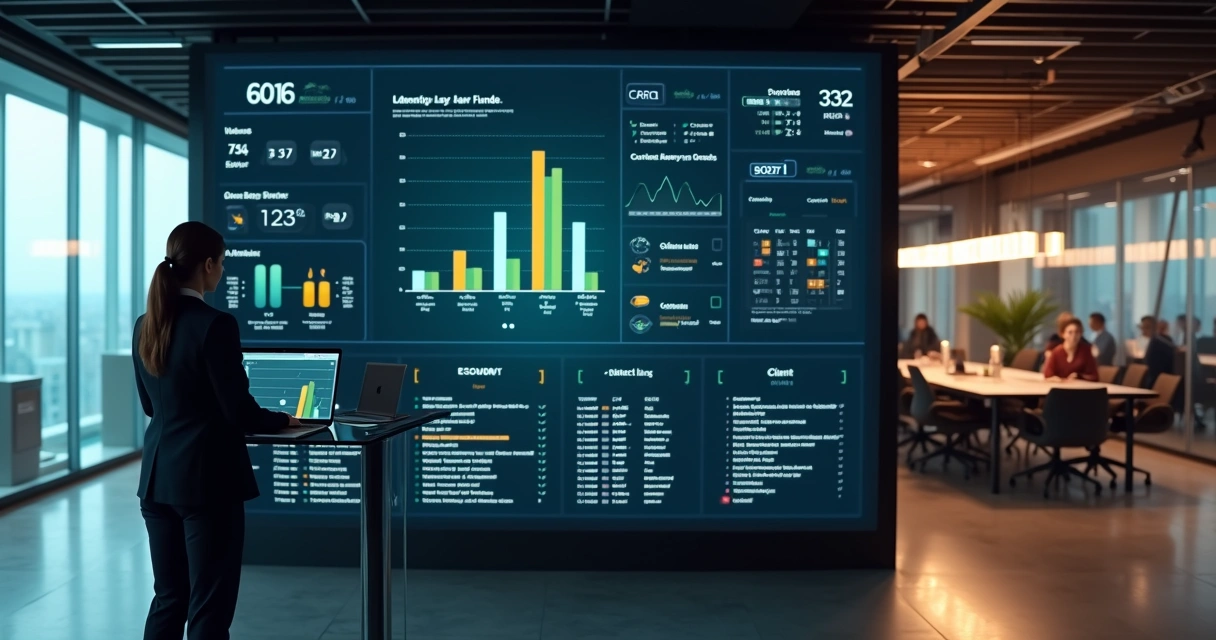 Gestor jurídico analisa painel de CRM com funil de clientes e prazos de processos
