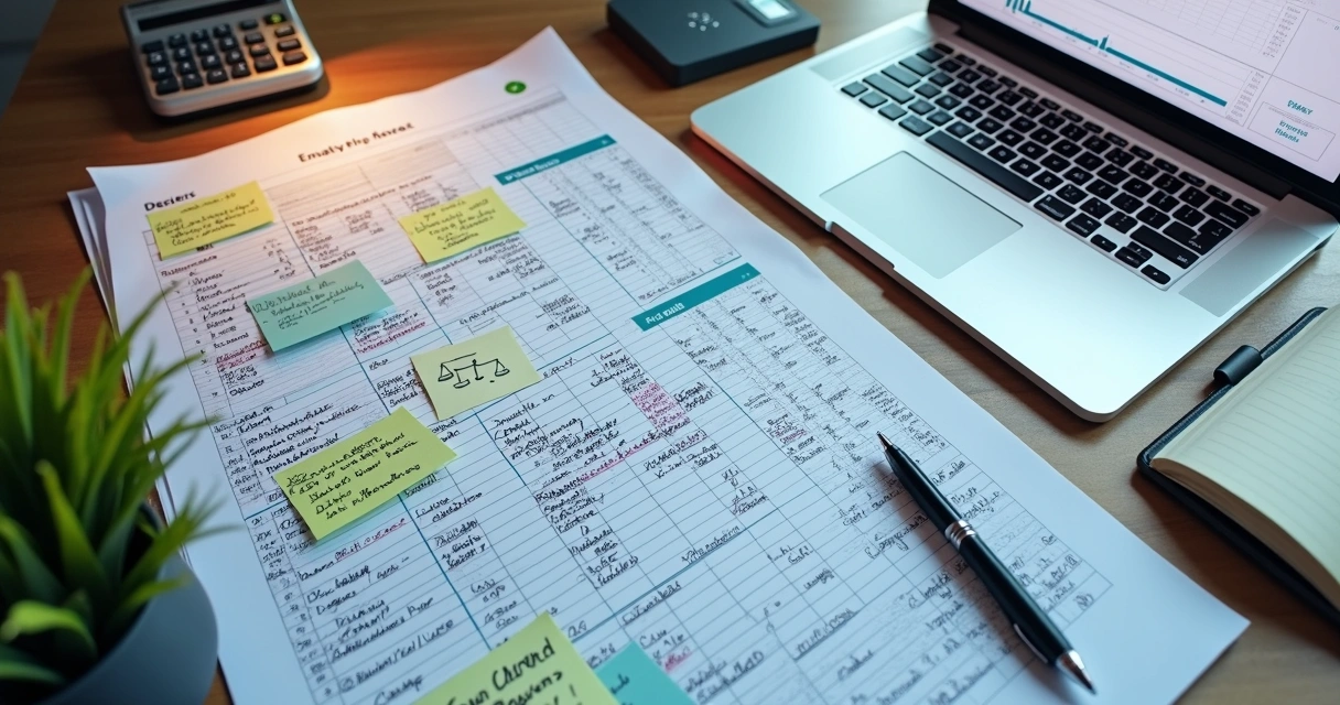 Comparação entre tela de CRM jurídico e planilha impressa sobre superfície dividida