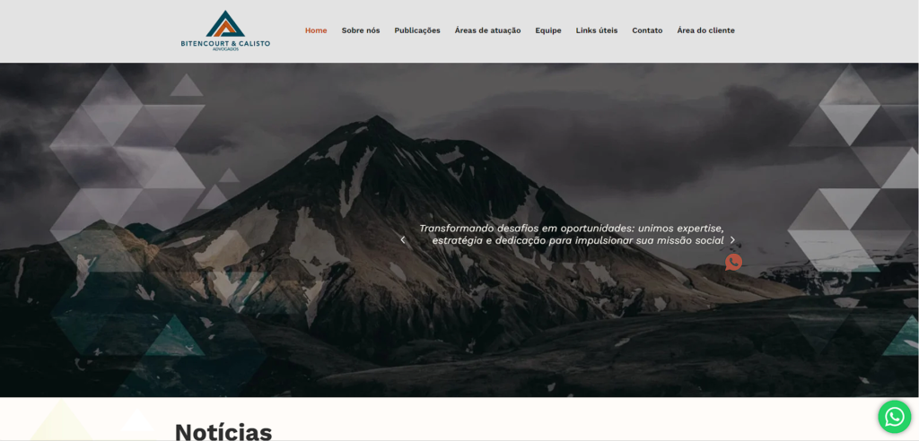 Site da Bitencourt & Calisto Advogados criado pela Sites Advocacia